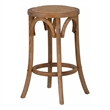 Pemberly Row 24 in Rustic Wood Backless Counter Stool with Rattan Seat