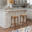 Pemberly Row 24 in Rustic Wood Backless Counter Stool with Rattan Seat