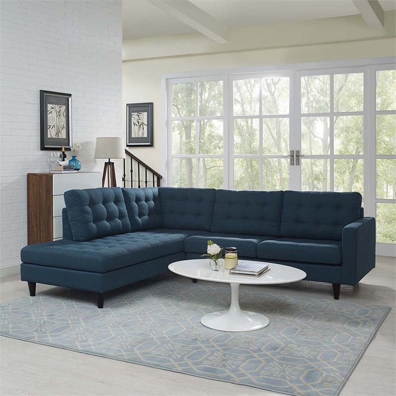 Pemberly Row 2-Piece Left-Facing Sectional in Azure Fabric Upholstery