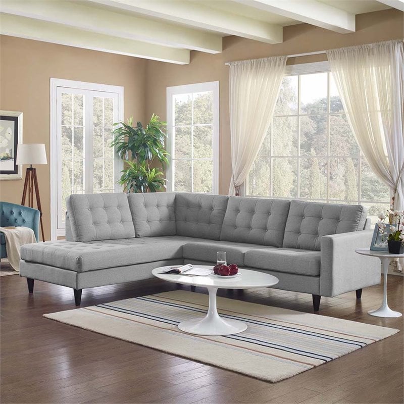 Pemberly Row 2-Piece Left-Facing Sectional in Light Gray Fabric Upholstery