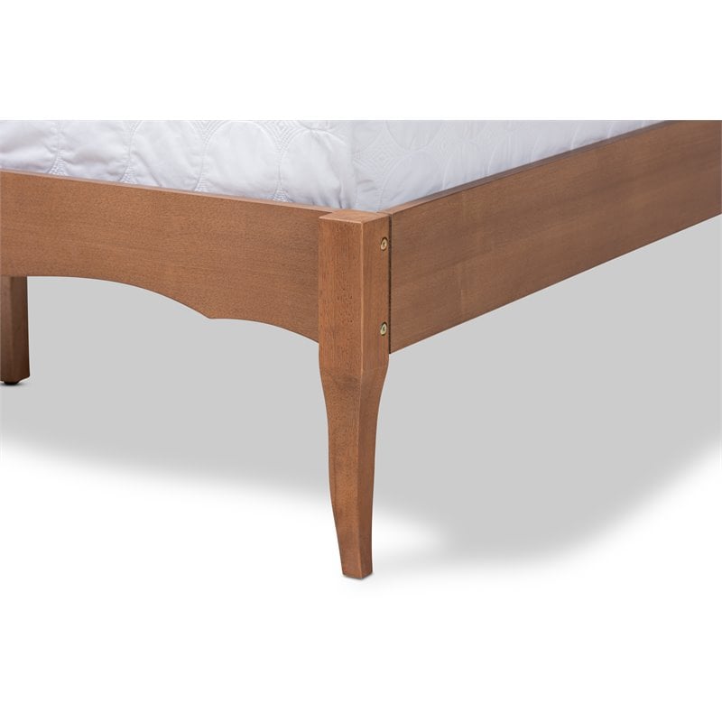 Pemberly Row Marieke Queen Size Wood Bed Frame in Ash Brown Finish
