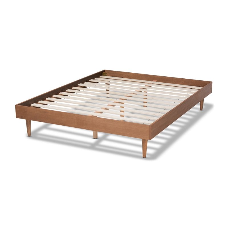 Pemberly Row Rina Queen Size Wood Bed Frame in Ash Brown Finish