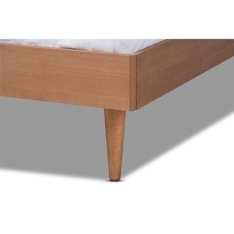 Pemberly Row Rina Queen Size Wood Bed Frame in Ash Brown Finish