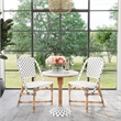Pemberly Row Rattan Bistro Side Dining Chair in White and Black