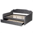 Pemberly Row Grey Velvet Full Daybed with Button Tufting and Trundle