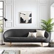 Pemberly Row Vertical Curve Back Velvet Sofa in Gray with Gold Legs
