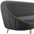 Pemberly Row Vertical Curve Back Velvet Sofa in Gray with Gold Legs