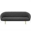Pemberly Row Vertical Curve Back Velvet Sofa in Gray with Gold Legs