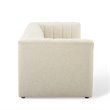 Pemberly Row Channel Tufted Upholstered Fabric Sofa in Beige