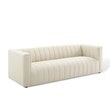 Pemberly Row Channel Tufted Upholstered Fabric Sofa in Beige