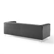 Pemberly Row Channel Tufted Button Performance Velvet Sofa in Charcoal