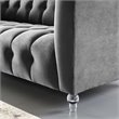 Pemberly Row Channel Tufted Button Performance Velvet Sofa in Charcoal