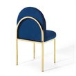 Pemberly Row Channel Tufted Velvet Dining Side Chair with Gold Frame in Navy