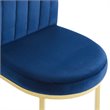 Pemberly Row Channel Tufted Velvet Dining Side Chair with Gold Frame in Navy