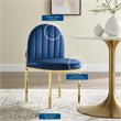 Pemberly Row Channel Tufted Velvet Dining Side Chair with Gold Frame in Navy