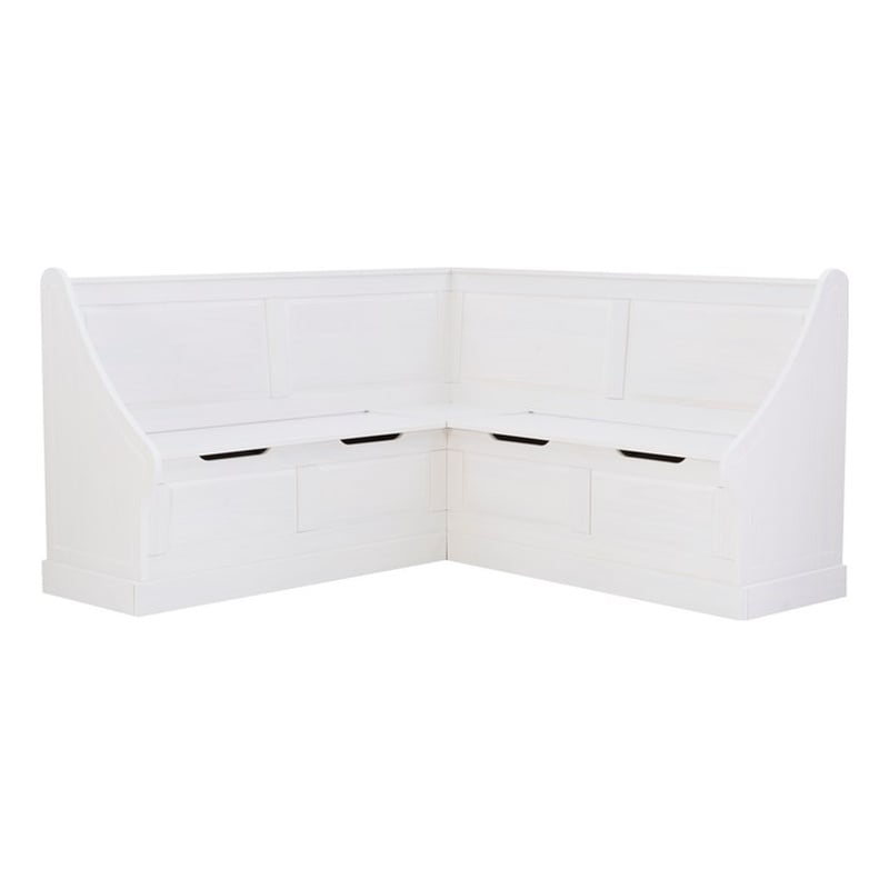 Pemberly Row Corner Breakfast Nook with Hidden Storage in White