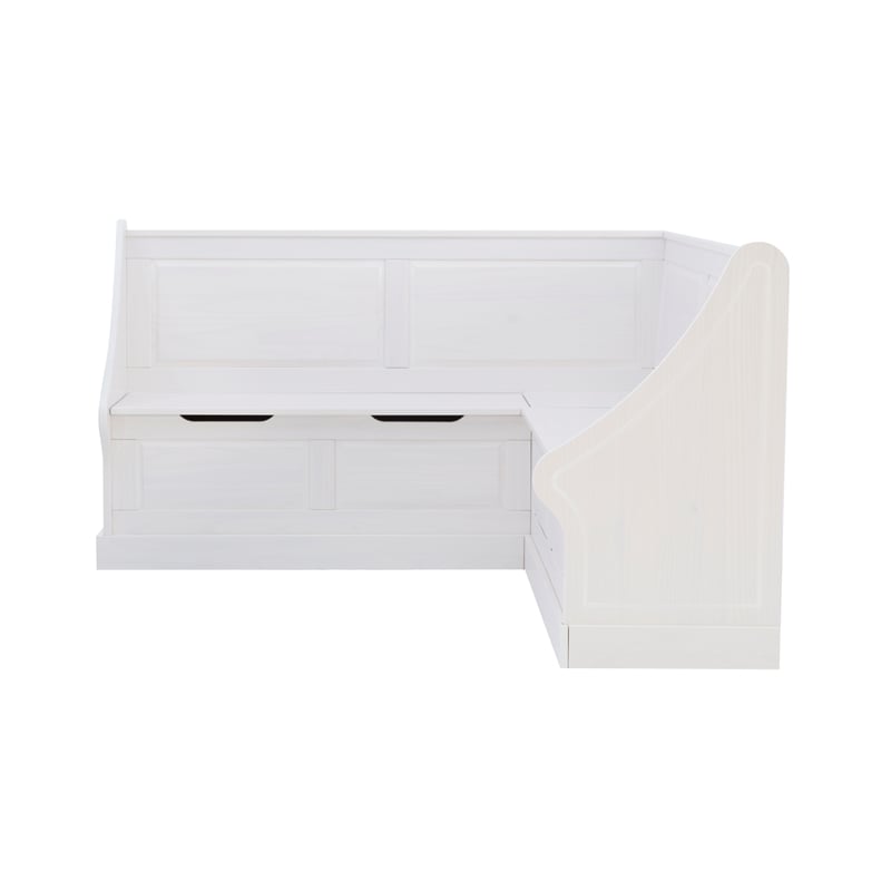 Pemberly Row Corner Breakfast Nook with Hidden Storage in White