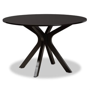 Pemberly Row Kenji 45&quot Round Wood Dining Table in Dark Brown