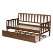 Pemberly Row Midori Walnut Finished Twin Daybed with Roll-Out Trundle
