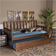 Pemberly Row Midori Walnut Finished Twin Daybed with Roll-Out Trundle