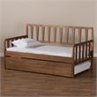 Pemberly Row Midori Walnut Finished Twin Daybed with Roll-Out Trundle