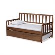 Pemberly Row Midori Walnut Finished Twin Daybed with Roll-Out Trundle