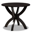 Pemberly Row Round Wood Dining Table with Sculptural Base in Dark Brown