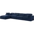 Pemberly Row 5 Piece Navy Linen Modular Sectional with Wood Frame