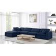 Pemberly Row 5 Piece Navy Linen Modular Sectional with Wood Frame