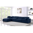 Pemberly Row 5 Piece Navy Linen Modular Sectional with Wood Frame