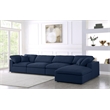 Pemberly Row 5 Piece Navy Linen Modular Sectional with Wood Frame
