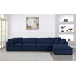 Pemberly Row 5 Piece Navy Linen Modular Sectional with Wood Frame