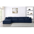 Pemberly Row 5 Piece Navy Linen Modular Sectional with Wood Frame