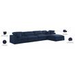 Pemberly Row 5 Piece Navy Linen Modular Sectional with Wood Frame