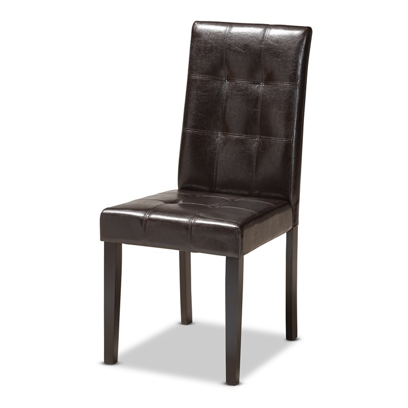 Pemberly Row 5-Piece Dining Set with Faux Leather in Dark Brown Finish