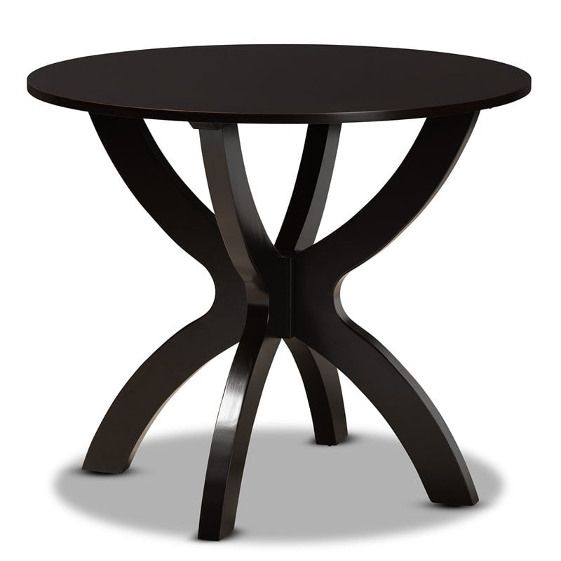 Pemberly Row 5-Piece Dining Set with Faux Leather in Dark Brown Finish