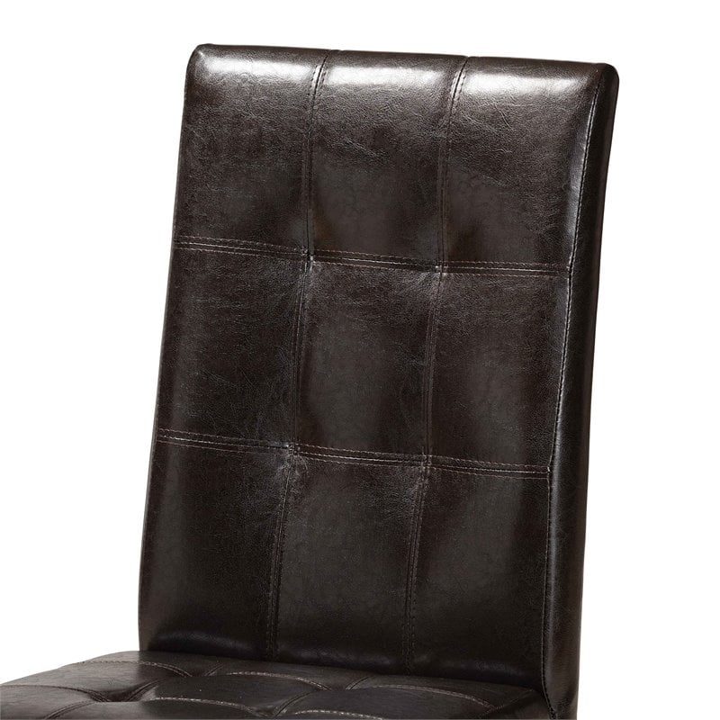 Pemberly Row 5-Piece Dining Set with Faux Leather in Dark Brown Finish