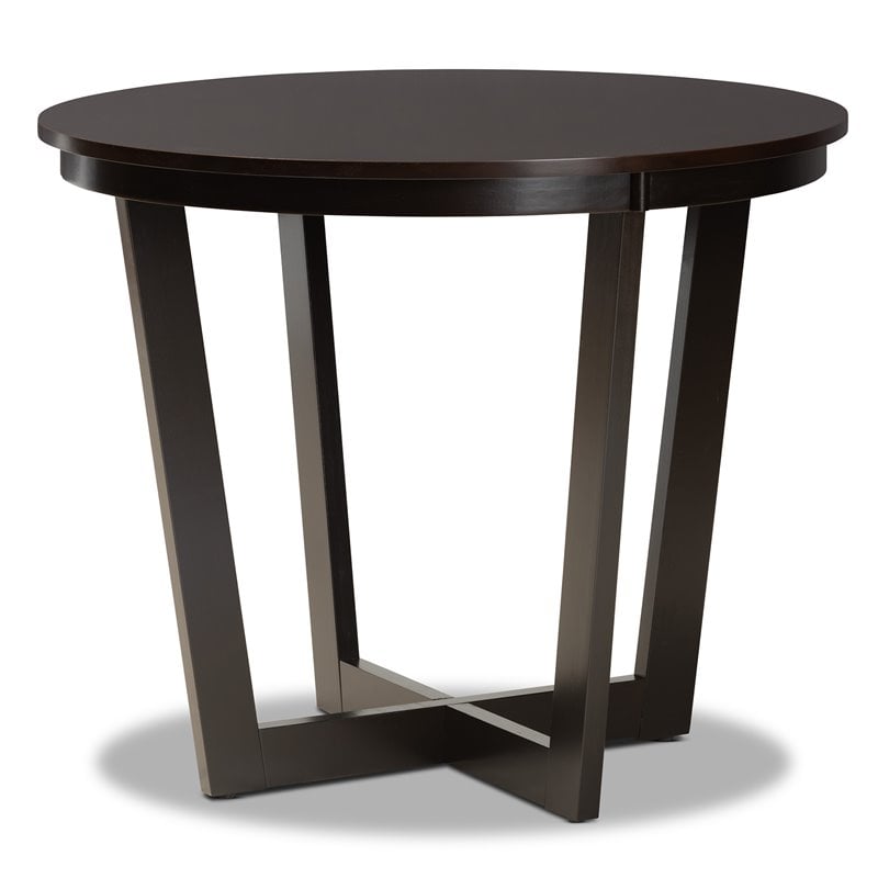 Pemberly Row 5-Piece Dining Set in Gray Fabric & Dark Brown Wood Finish