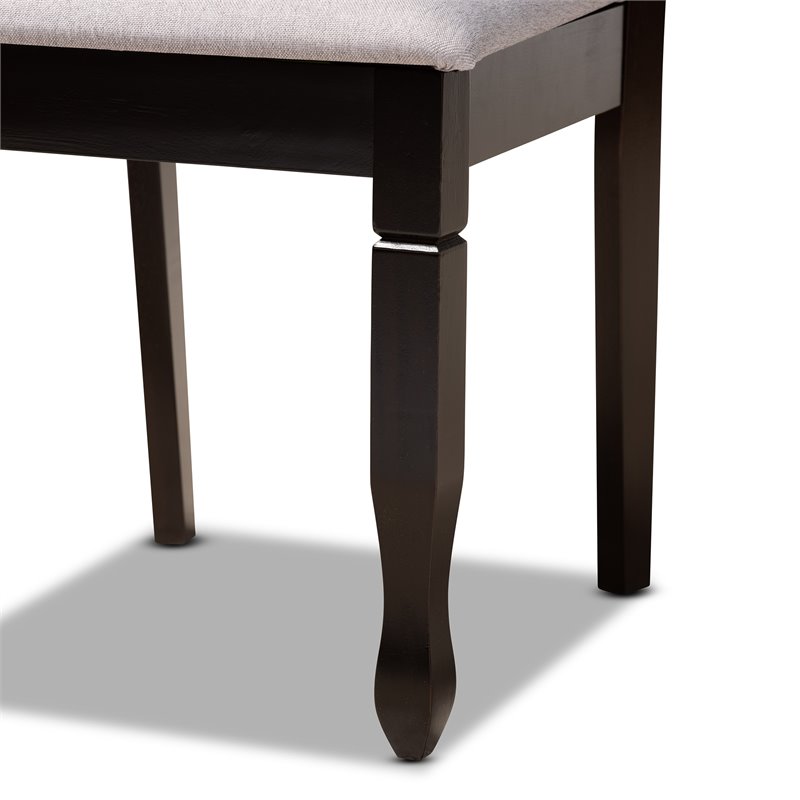 Pemberly Row 5-Piece Dining Set in Gray Fabric & Dark Brown Wood Finish