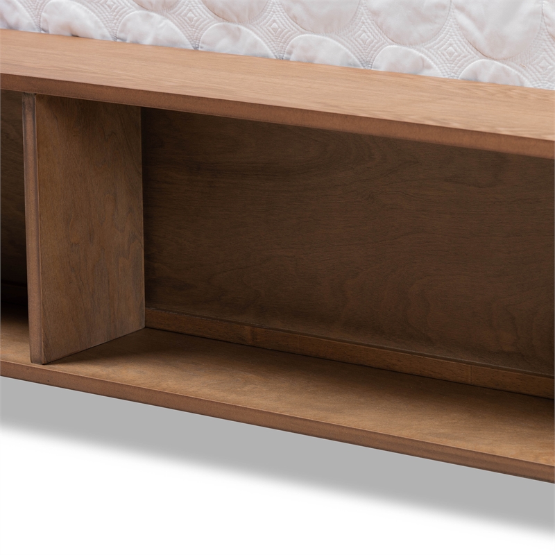 Pemberly Row King Size Bed with 4 Drawers and Built-In Shelves in Brown