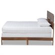 Pemberly Row Queen Size Panel Bed with Walnut Finish Slatted Headboard