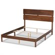 Pemberly Row Queen Size Panel Bed with Walnut Finish Slatted Headboard