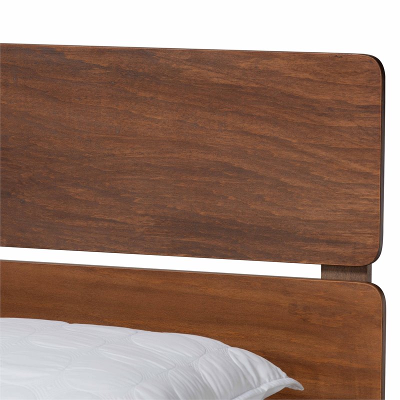Pemberly Row Queen Size Panel Bed with Walnut Finish Slatted Headboard