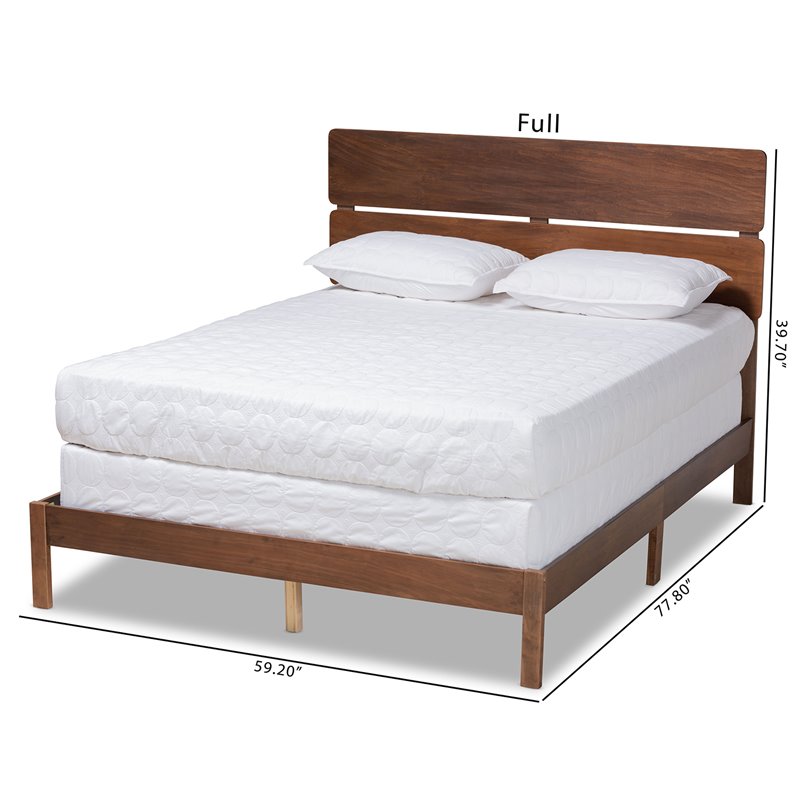 Pemberly Row Queen Size Panel Bed with Walnut Finish Slatted Headboard