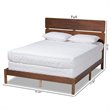 Pemberly Row Queen Size Panel Bed with Walnut Finish Slatted Headboard