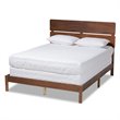 Pemberly Row Queen Size Panel Bed with Walnut Finish Slatted Headboard