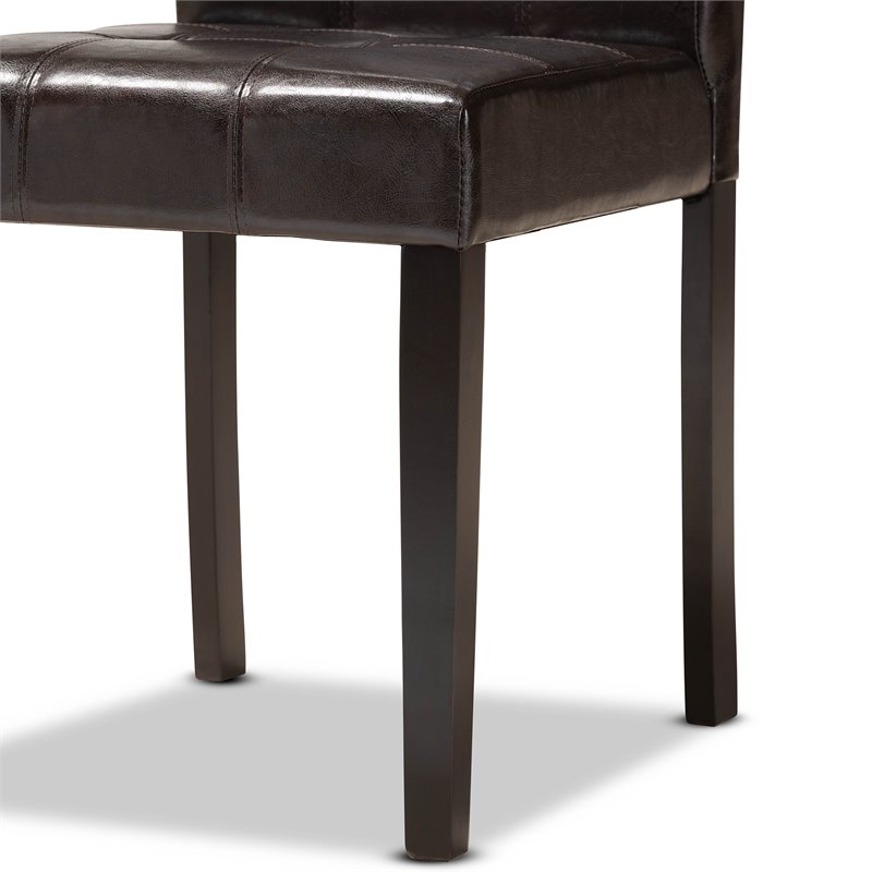 Pemberly Row Marie 5-Piece Dining Set Faux Leather Dark Brown Wood