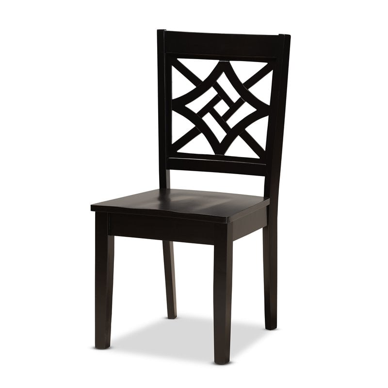 Pemberly Row 5-Piece Dining Set in Dark Brown Wood with Round Table