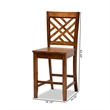 Pemberly Row 2-Piece Counter Stool Set in Walnut Brown Wood
