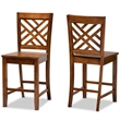 Pemberly Row 2-Piece Counter Stool Set in Walnut Brown Wood